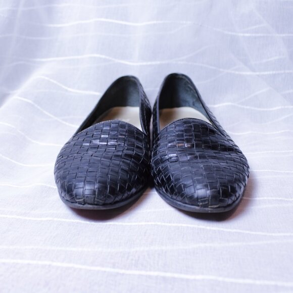 Trotters Woven Black Leather Slip Ons Womens 10WW - Picture 6 of 10